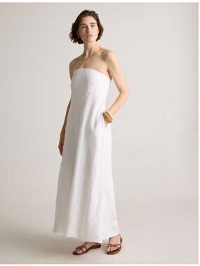 NWT! Quince White Strapless 100% European Linen Maxi Dress - Medium